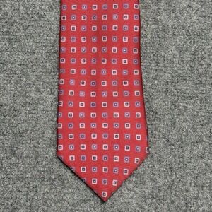Paul Stuart Tie Red Geometric Necktie 100% Silk Made In England 59"
